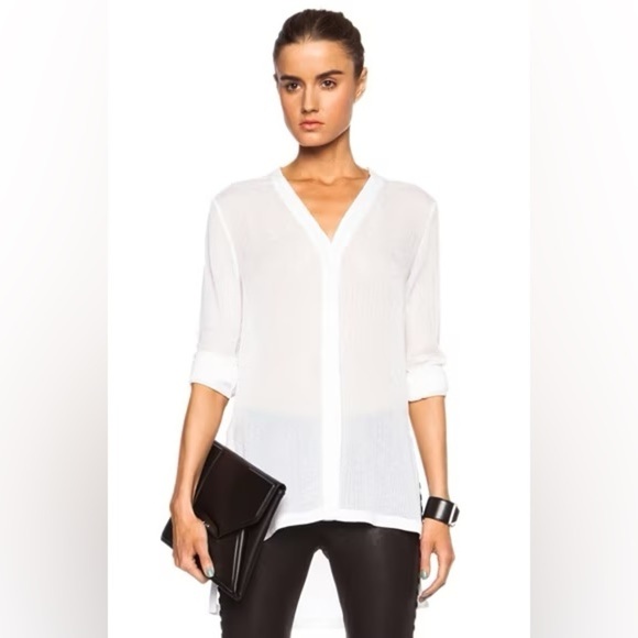 Helmut Lang Swift Button Down Triacetate-Blend Top White - Picture 1 of 8